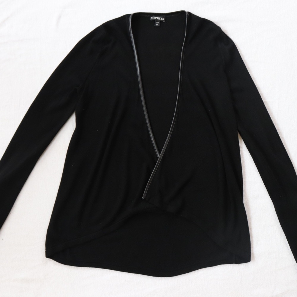 Express Faux Leather Detailed Cardigan - XS